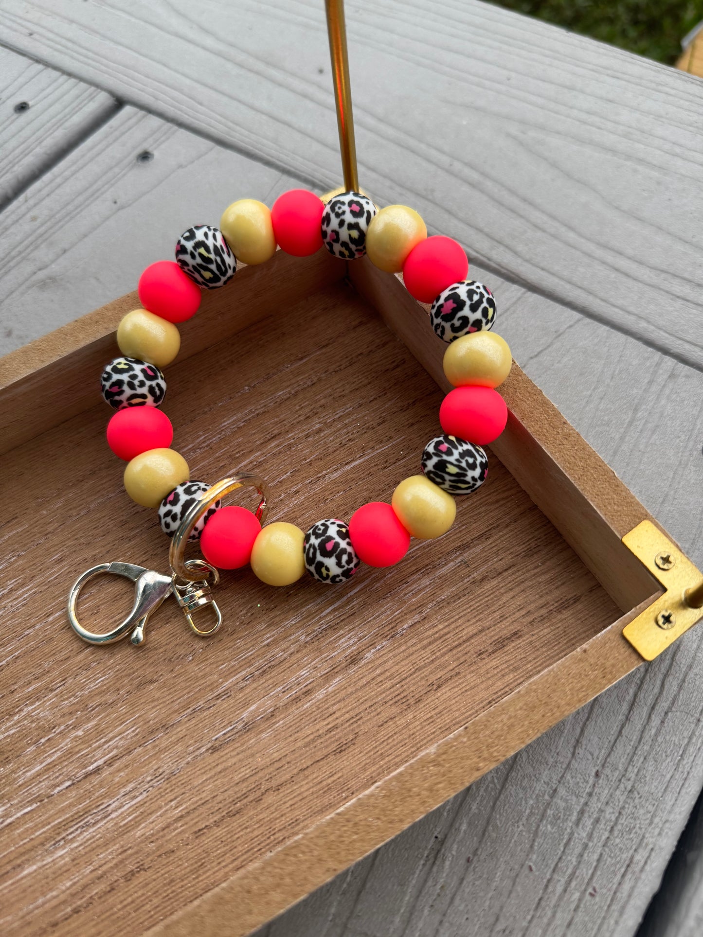 Neon cheetah Wristlet