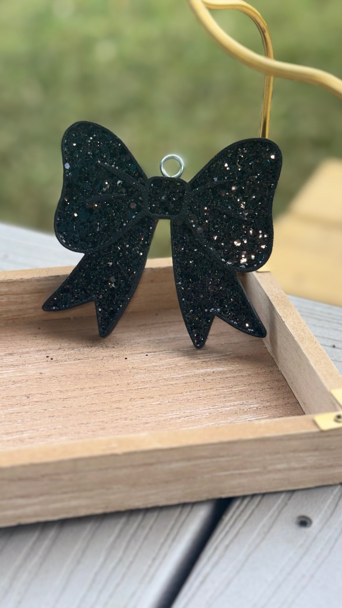 Black Chunky Glitter Bow