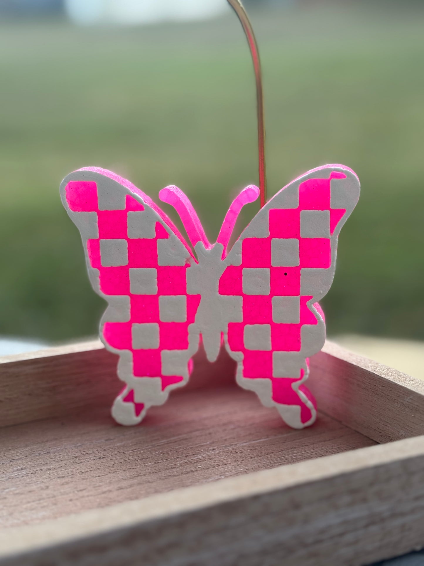 Neon Checkered Butterfly
