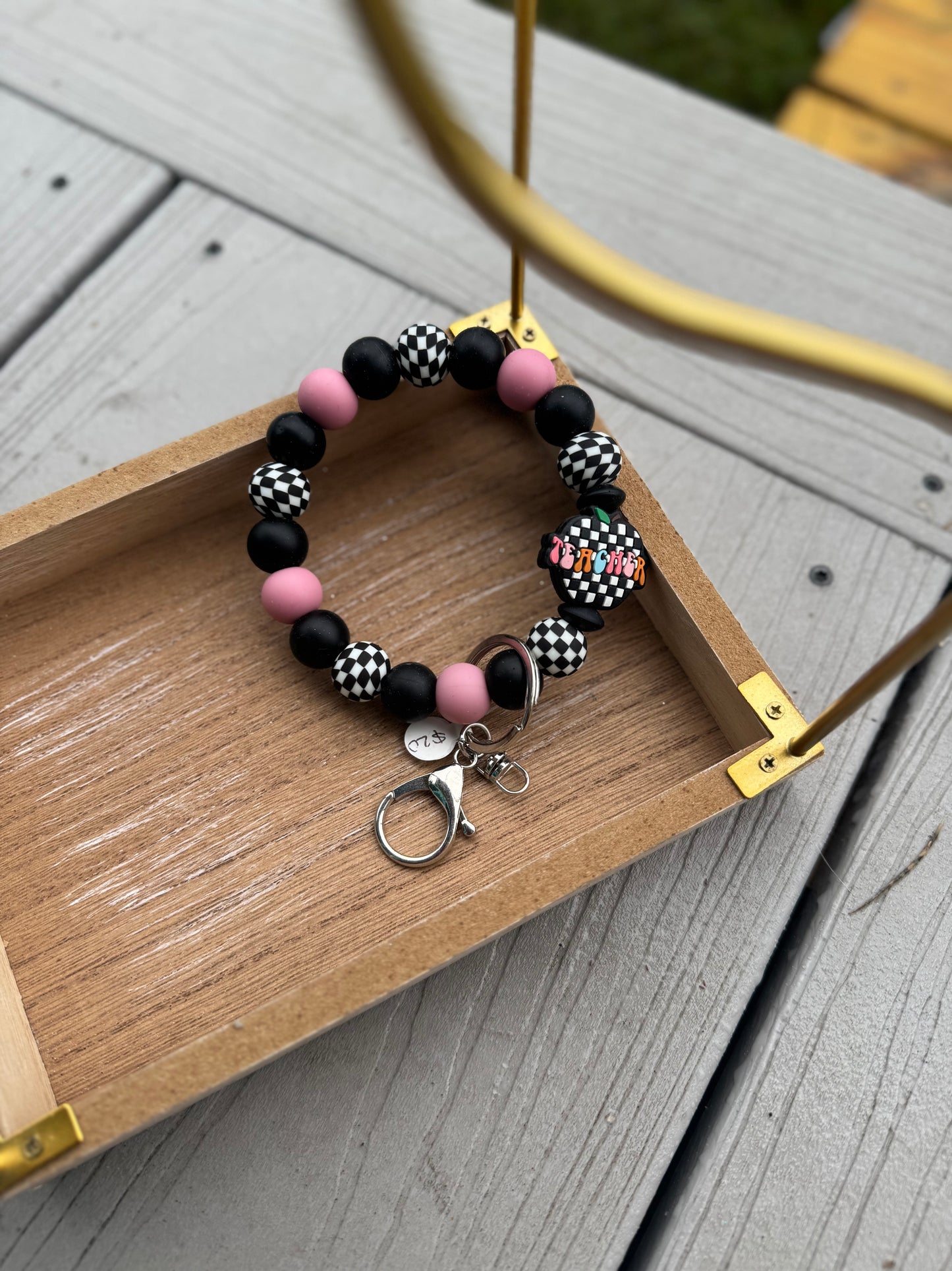 Checkered Teacher Wristlet