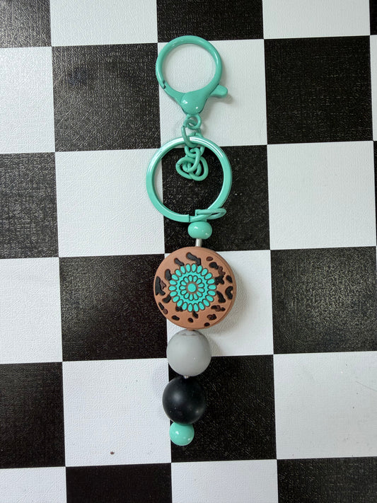 LEOPARD TURQUIOSE RING KEYCHAIN
