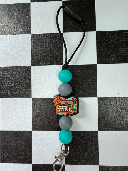 COUNTRY GIRL W TEAL FRESHIE HANGER